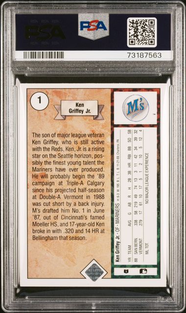 Graded 1989 Upper Deck Star Rookie Ken Griffey Jr. #1 Rookie RC Baseball Card PSA 7 NM