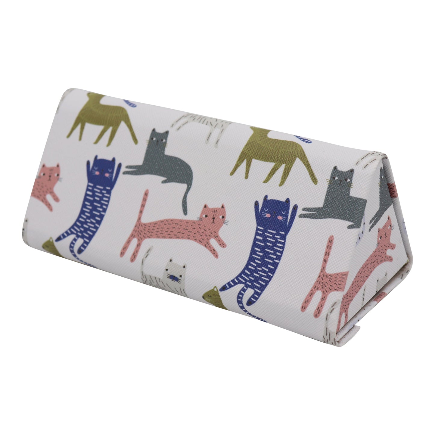 Indie Cat Print Glasses Case - Vegan Leather Magic Folding Hardcase