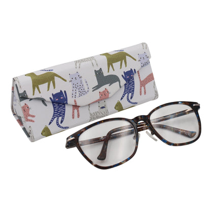 Indie Cat Print Glasses Case - Vegan Leather Magic Folding Hardcase