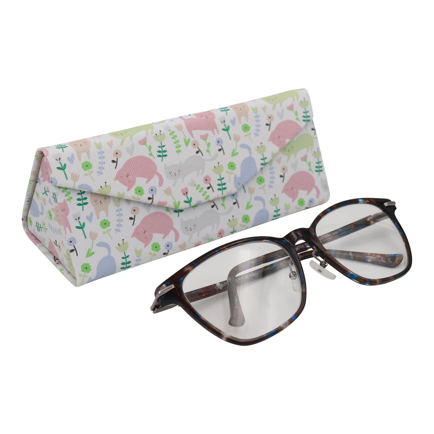 Cat Print Glasses Case - Vegan Leather Magic Folding Hardcase