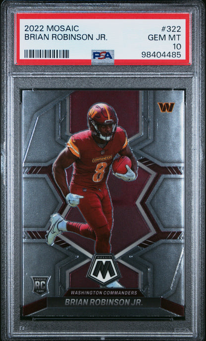 Graded 2022 Panini Mosaic Brian Robinson Jr #322 Rookie RC Football Card PSA 10 Gem Mint