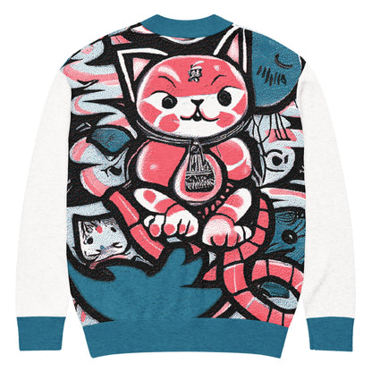 Blicky Kitty Knitted Unisex Cardigan