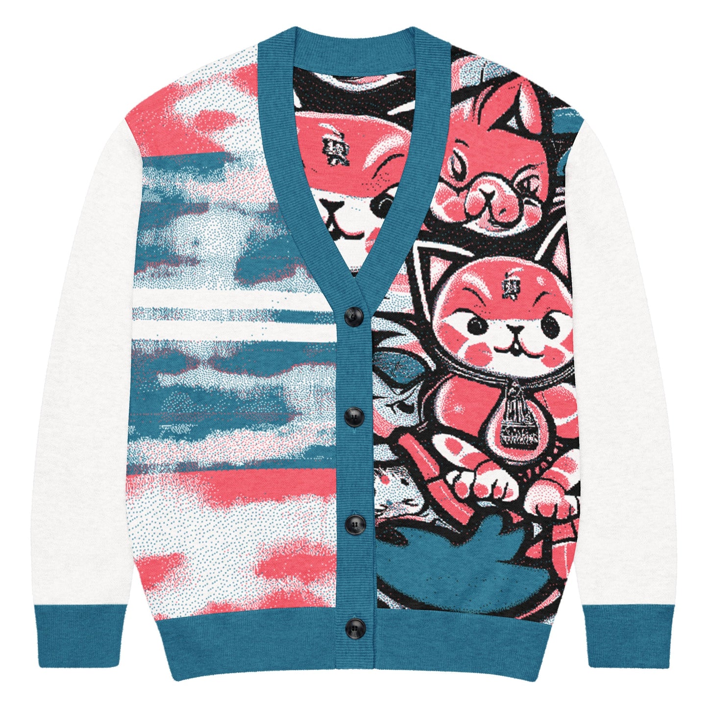 Blicky Kitty Knitted Unisex Cardigan