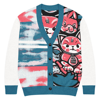 Blicky Kitty Knitted Unisex Cardigan