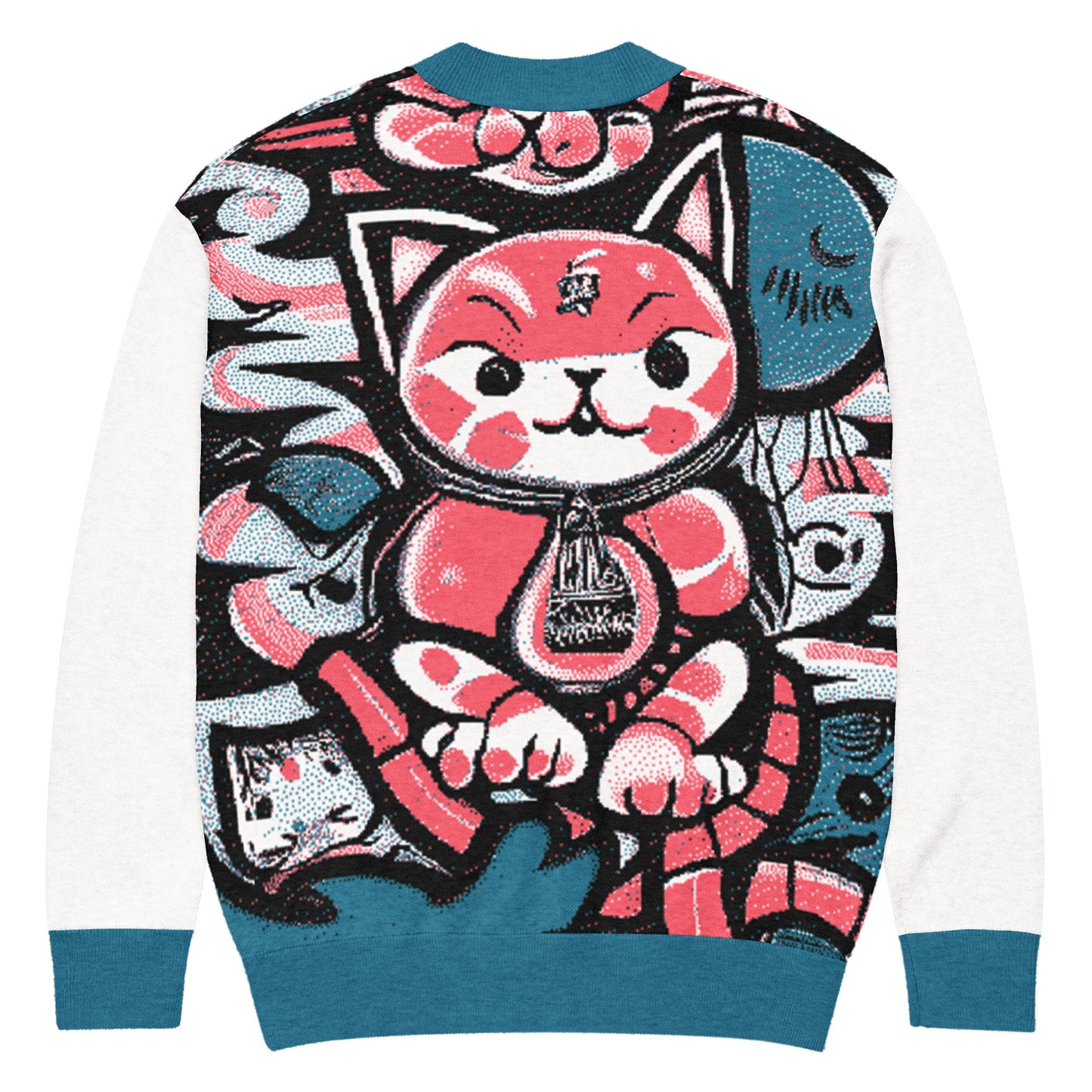 Blicky Kitty Knitted Unisex Cardigan