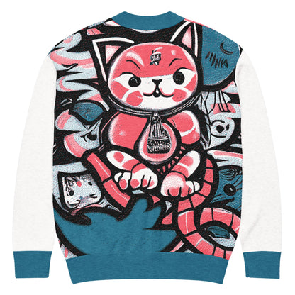 Blicky Kitty Knitted Unisex Cardigan