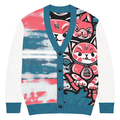 Blicky Kitty Knitted Unisex Cardigan