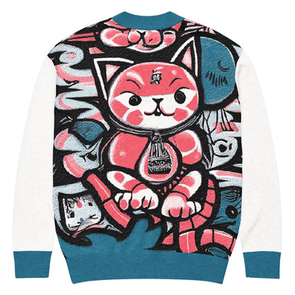 Blicky Kitty Knitted Unisex Cardigan