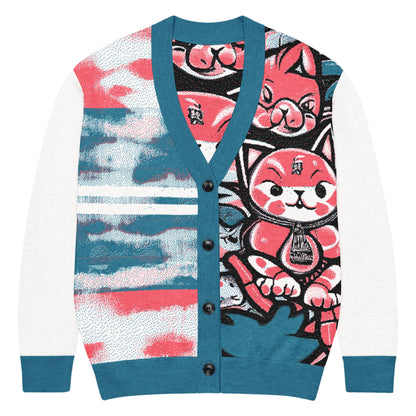 Blicky Kitty Knitted Unisex Cardigan