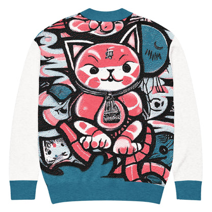 Blicky Kitty Knitted Unisex Cardigan