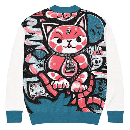 Blicky Kitty Knitted Unisex Cardigan