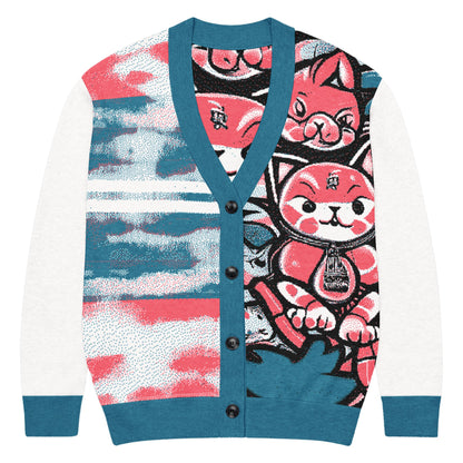 Blicky Kitty Knitted Unisex Cardigan