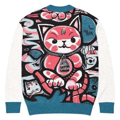 Blicky Kitty Knitted Unisex Cardigan