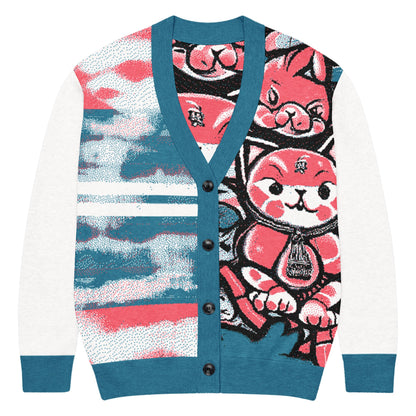 Blicky Kitty Knitted Unisex Cardigan