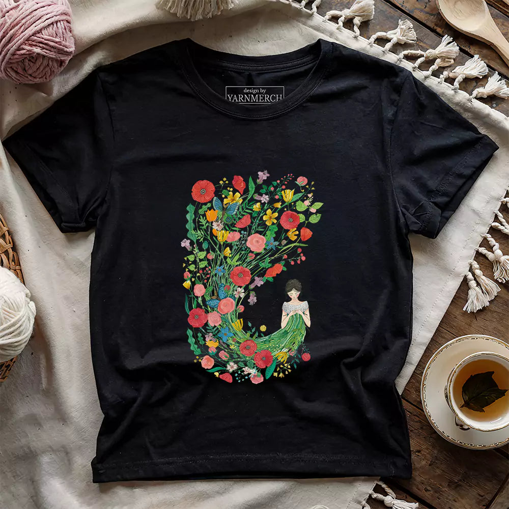 Knitting Flower Girl T-shirt