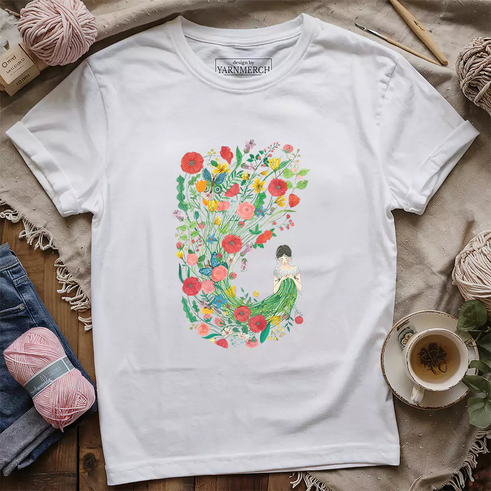 Knitting Flower Girl T-shirt