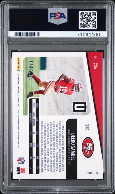Graded 2019 Panini Unparalleled Deebo Samuel #234 Cubic #/135 Rookie RC Football Card PSA 10 Gem Mint