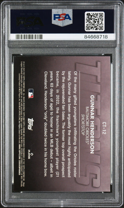 Graded 2023 Topps Chrome Gunnar Henderson #CT12 Titans Rookie RC Baseball Card PSA 10 Gem Mint