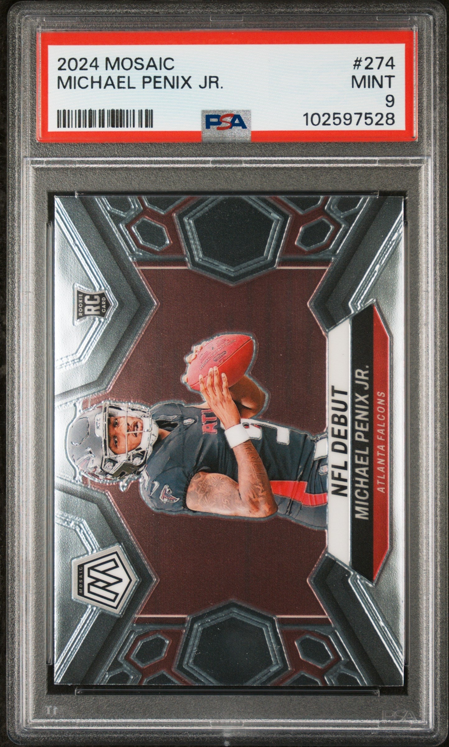 Graded 2024 Panini Mosaic Michael Penix Jr #274 Rookie RC Football Card PSA 9 Mint