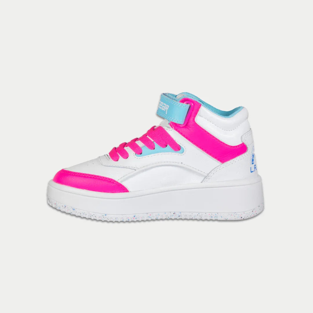 LA Gear Kids Flame Hightop | White x Pink x Blue - Triathlete Store