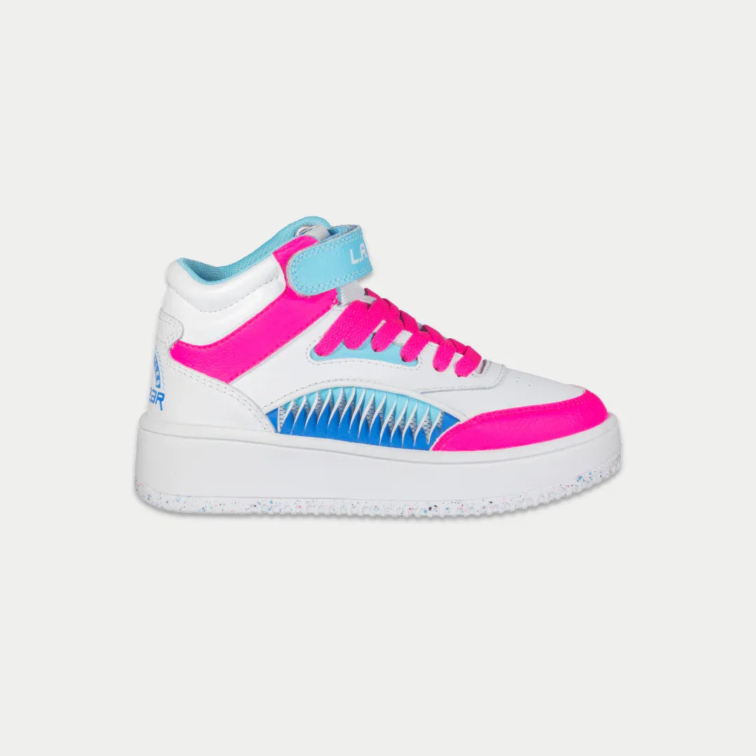 LA Gear Kids Flame Hightop | White x Pink x Blue - Triathlete Store