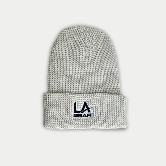 LA Gear Cuffed Waffle Embroidered Beanie | Off-White