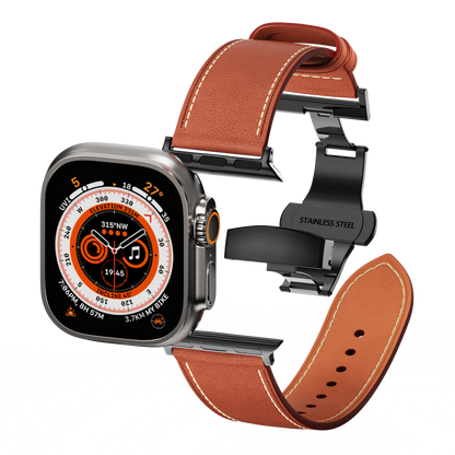 Leather Butterfly Band – Ideal Gift for Apple Watch Users – Soft Genuine Leather, Multiple Colors ⚫️ Sleek Black Buckle