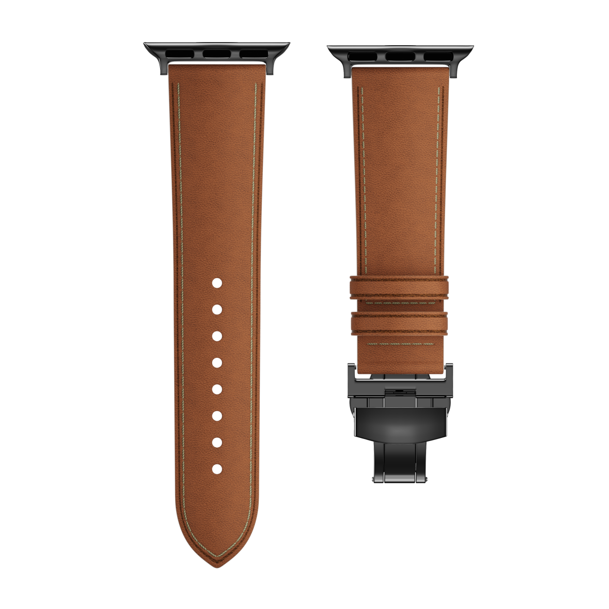 Leather Butterfly Band – Ideal Gift for Apple Watch Users – Soft Genuine Leather, Multiple Colors ⚫️ Sleek Black Buckle