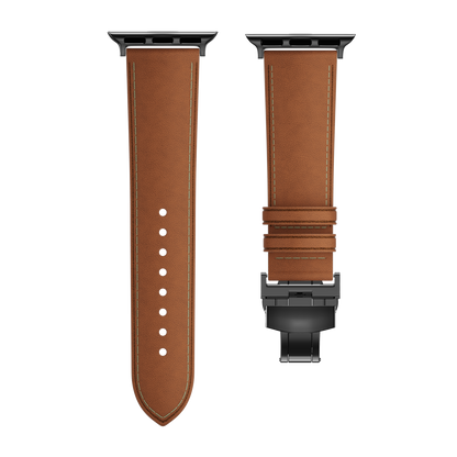 Leather Butterfly Band – Ideal Gift for Apple Watch Users – Soft Genuine Leather, Multiple Colors ⚫️ Sleek Black Buckle