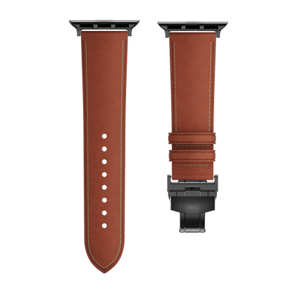 Leather Butterfly Band – Ideal Gift for Apple Watch Users – Soft Genuine Leather, Multiple Colors ⚫️ Sleek Black Buckle