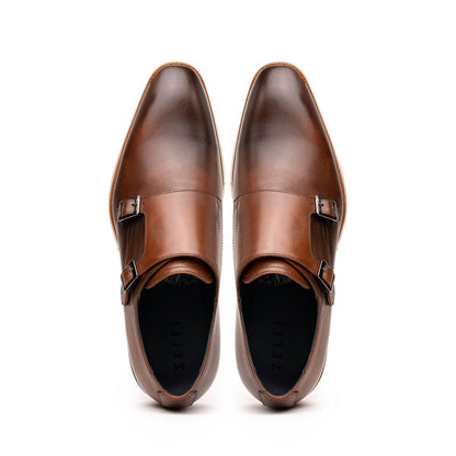 55-103-BRN LEGERRA Hand Burnished Italian Calfskin Monkstrap, Brown