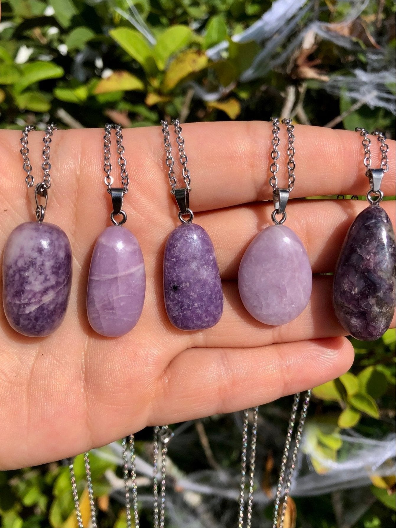 Lepidolite Crystal Pendant Necklace – Handmade, 1” on 18” Chain
