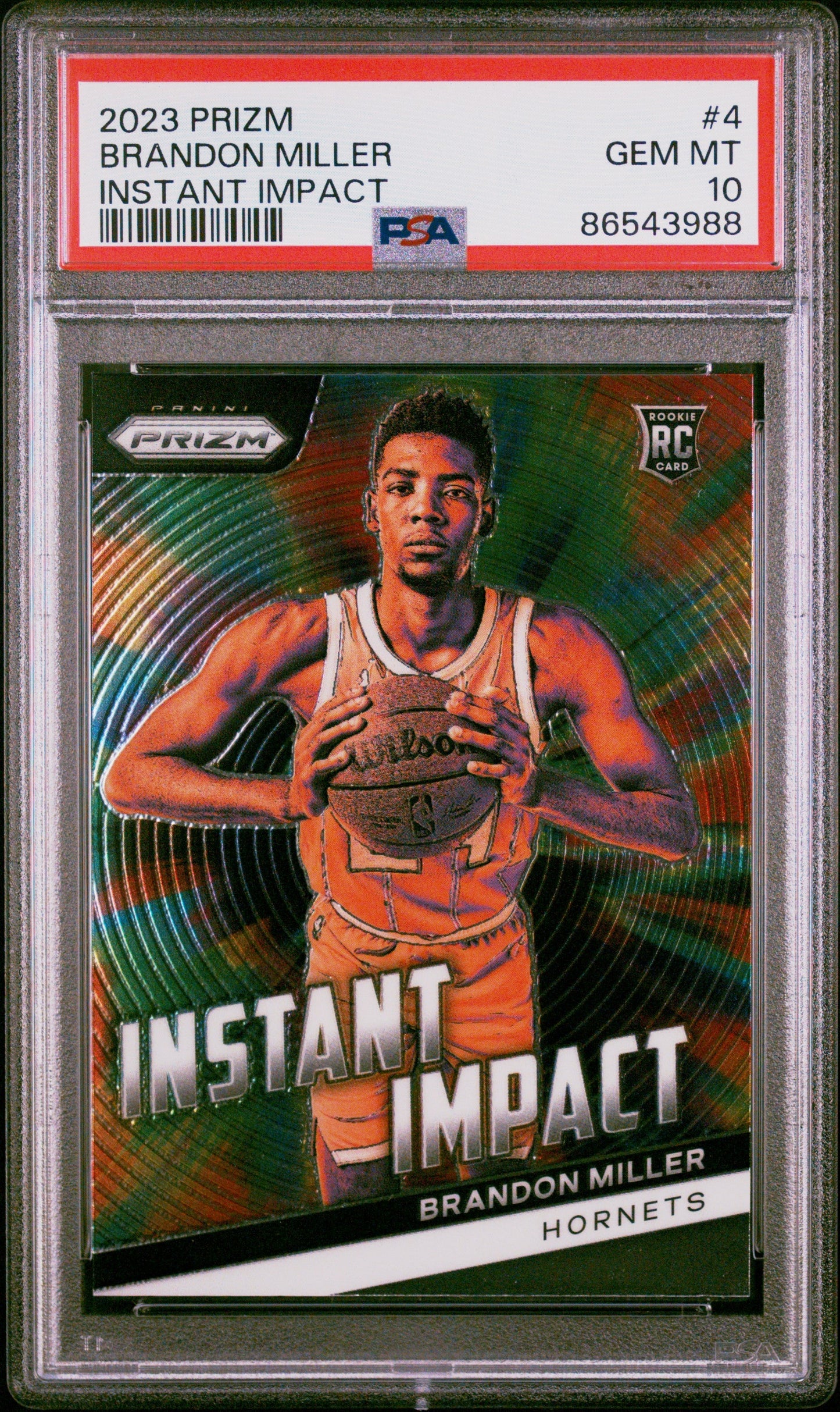 Graded 2023 Panini Prizm Brandon Miller #4 Instant Impact Rookie RC Basketball Card PSA 10 Gem Mint