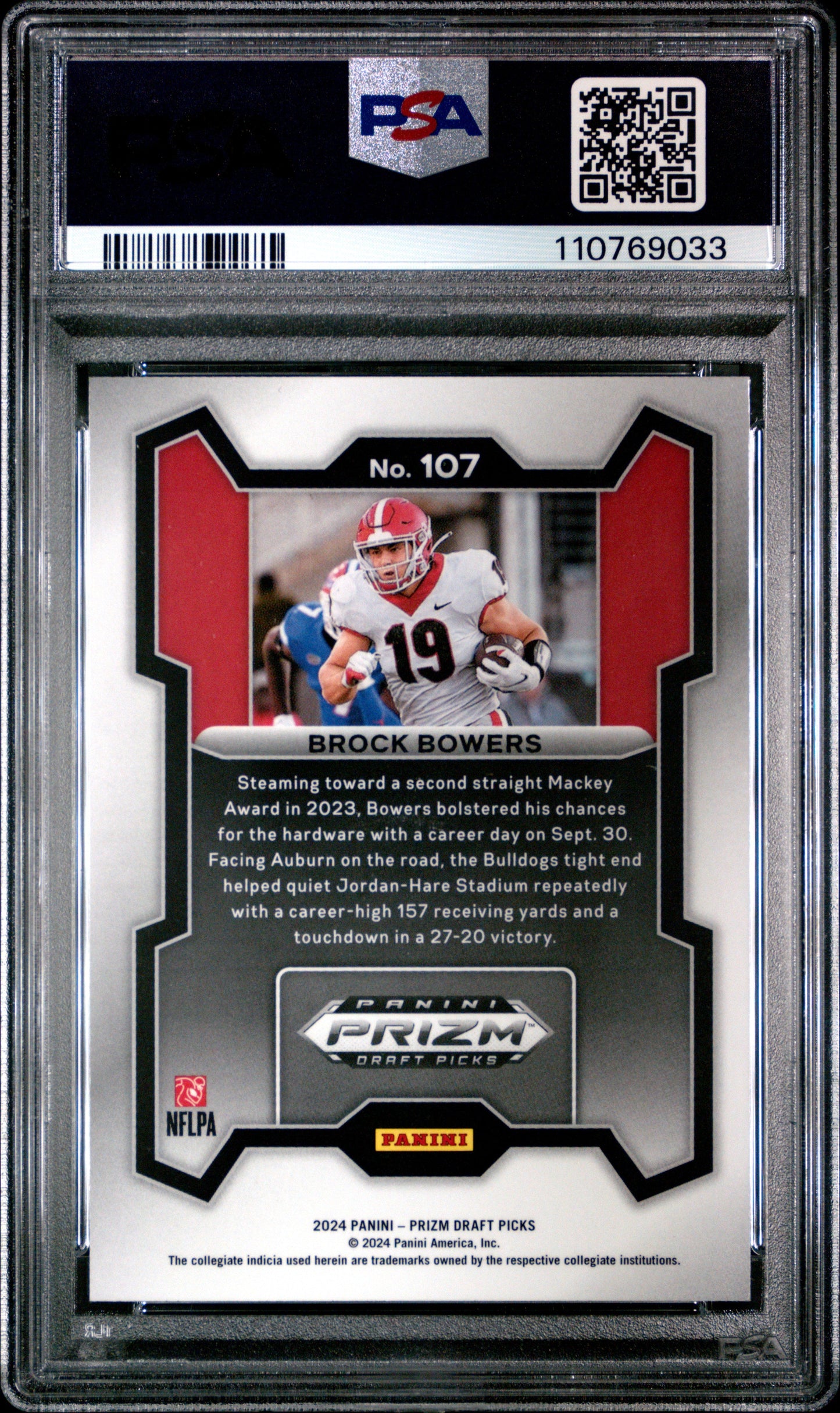 Graded 2024 Panini Prizm Draft Picks Brock Bowers #107 Rookie RC Football Card PSA 10 Gem Mint