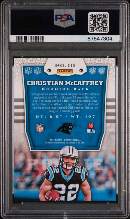Graded 2017 Panini Christian McCaffrey #111 Rookie RC Football Card PSA 9 Mint