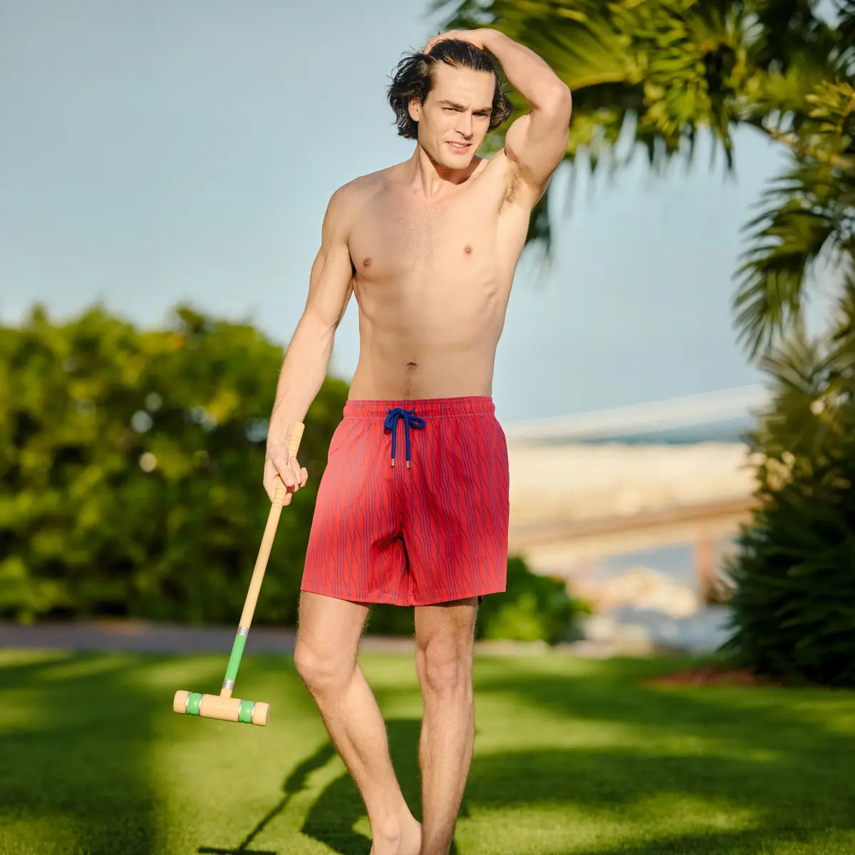 Linear Drift, Blaze and Harbor Hybrid Short, Compression Lined Swim and Resort Trunk