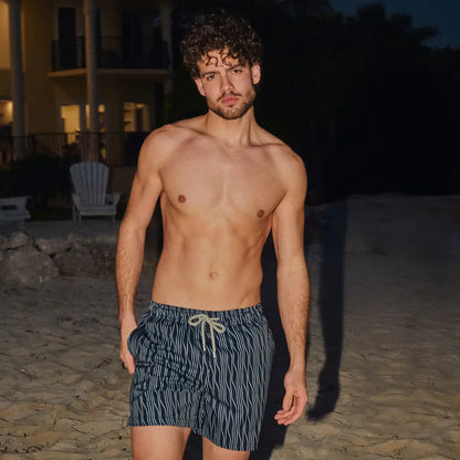 Linear Drift, Storm and Fog Hybrid Short, Compression Lined Swim and Resort Trunk