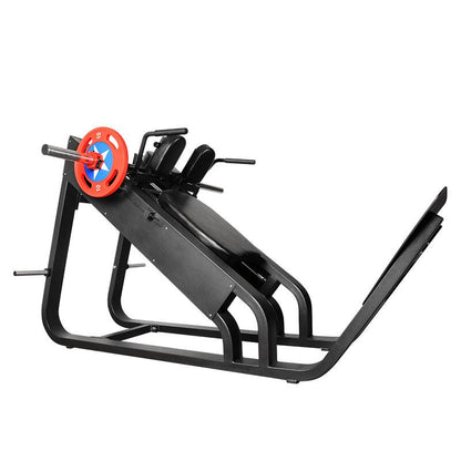 Excel Linear Hack Slide - Muscle D Fitness - Plate Load Hack Squat - Weight Storage Pegs - Safety Catch