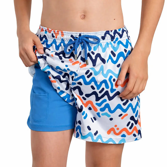 Line Rush, Ocean and Sol Boys Hybrid Short, Swim and Play Trunk