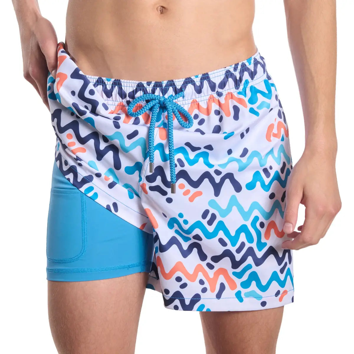 Line Rush, Ocean and Sol Hybrid Short, Compression Lined Swim and Resort Trunk