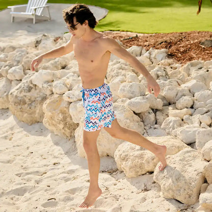 Line Rush, Ocean and Sol Hybrid Short, Compression Lined Swim and Resort Trunk