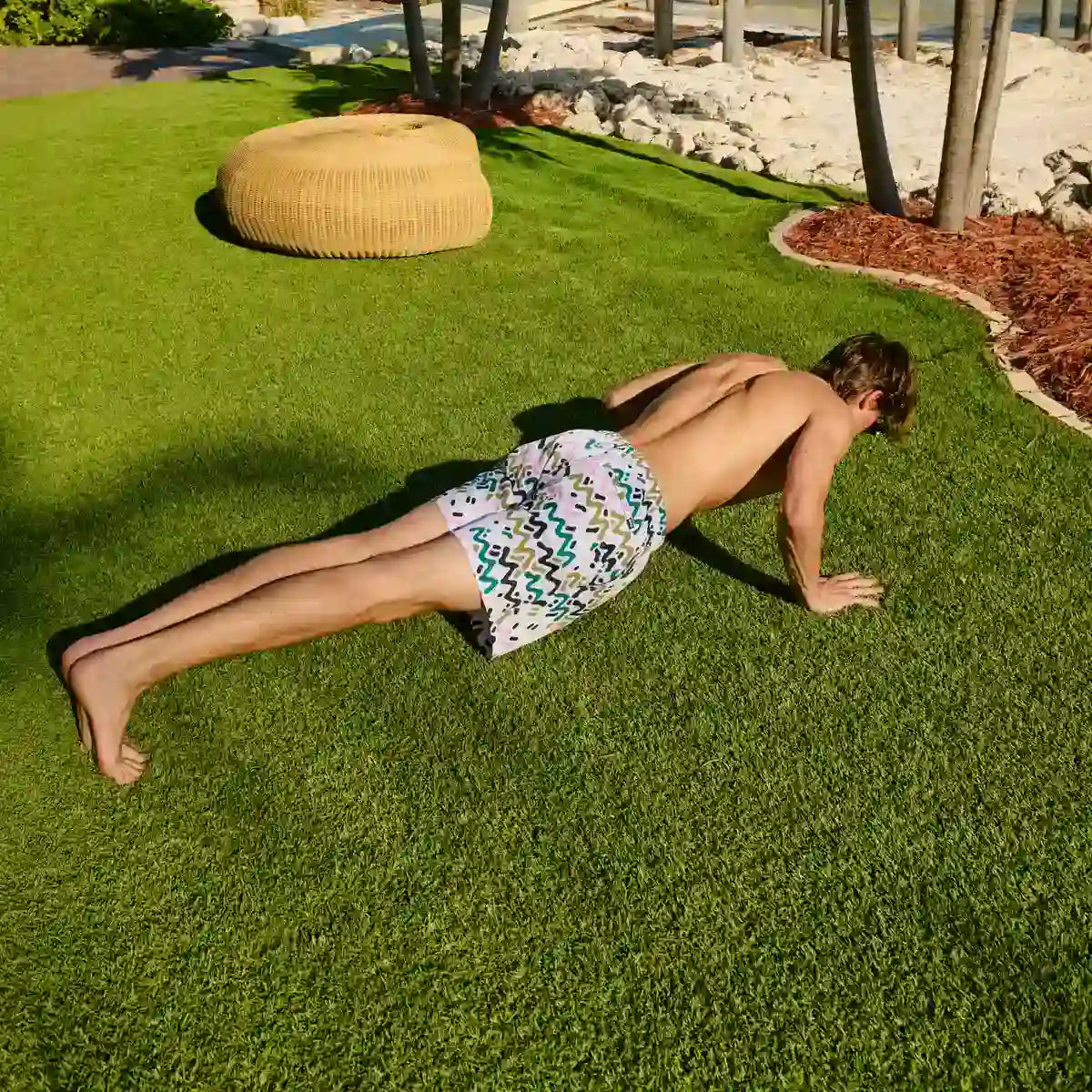 Line Rush, Orchid and Kelp Hybrid Short, Compression Lined Swim and Resort Trunk