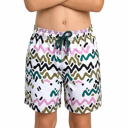 Line Rush, Orchid and Kelp Boys Hybrid Short, Swim and Play Trunk