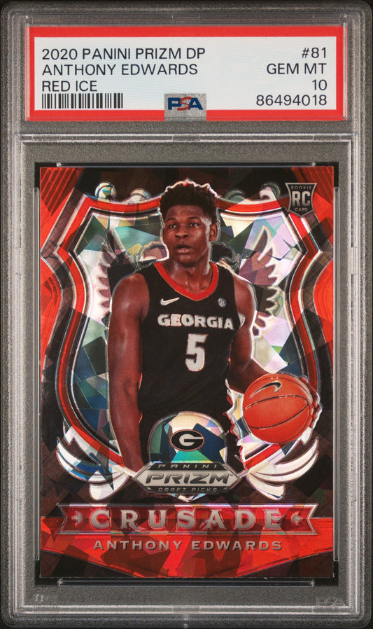 Graded 2020-21 Panini Prizm DP Anthony Edwards #81 Red Ice Rookie RC Basketball Card PSA 10 Gem Mint