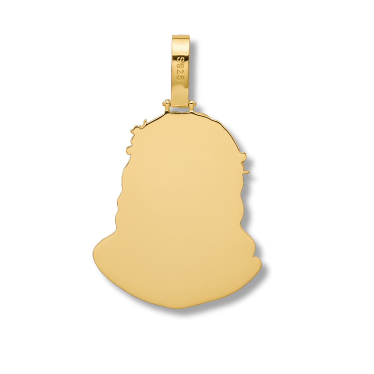 Moissanite Jesus Head Piece Pendant - 14K Gold Plated Solid 925 Sterling Silver