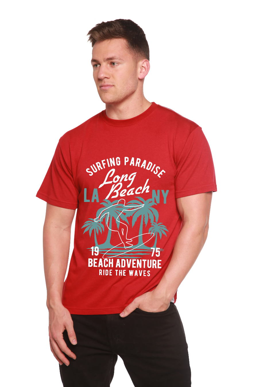 Long Beach Men's Bamboo Viscose/Organic Cotton Short Sleeve Graphic T-Shirt
