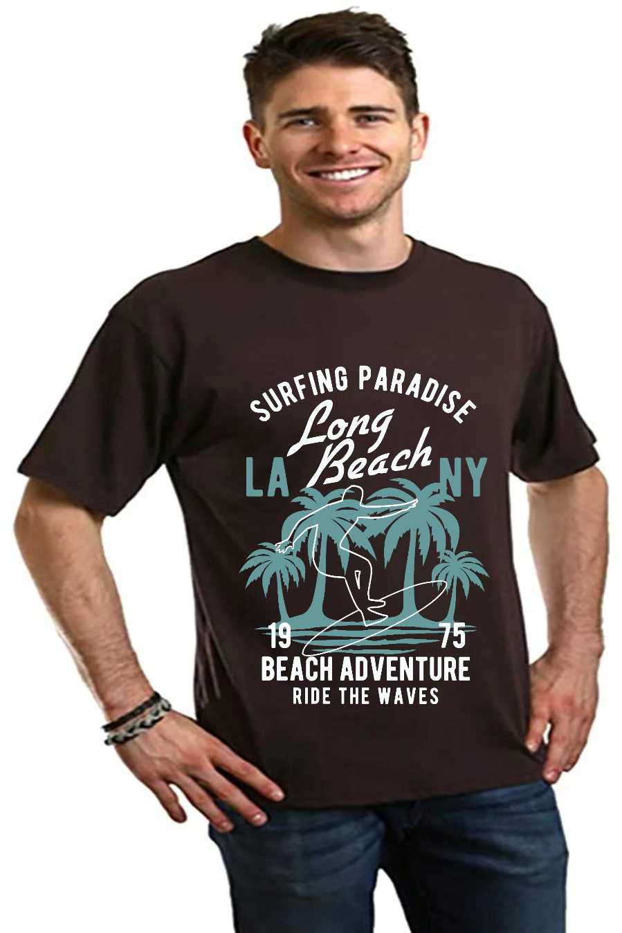 Long Beach Men's Bamboo Viscose/Organic Cotton Short Sleeve Graphic T-Shirt