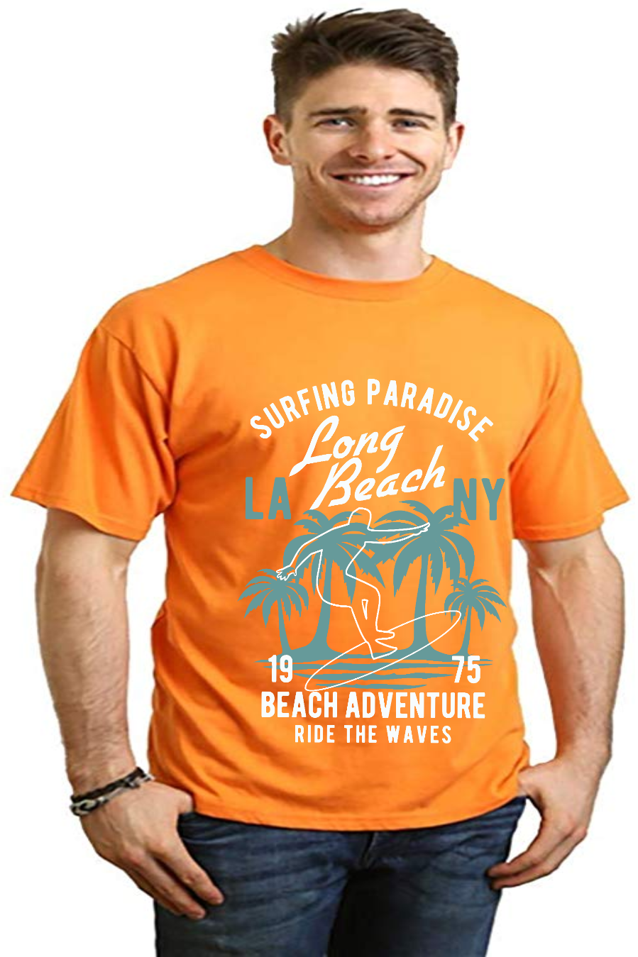 Long Beach Men's Bamboo Viscose/Organic Cotton Short Sleeve Graphic T-Shirt