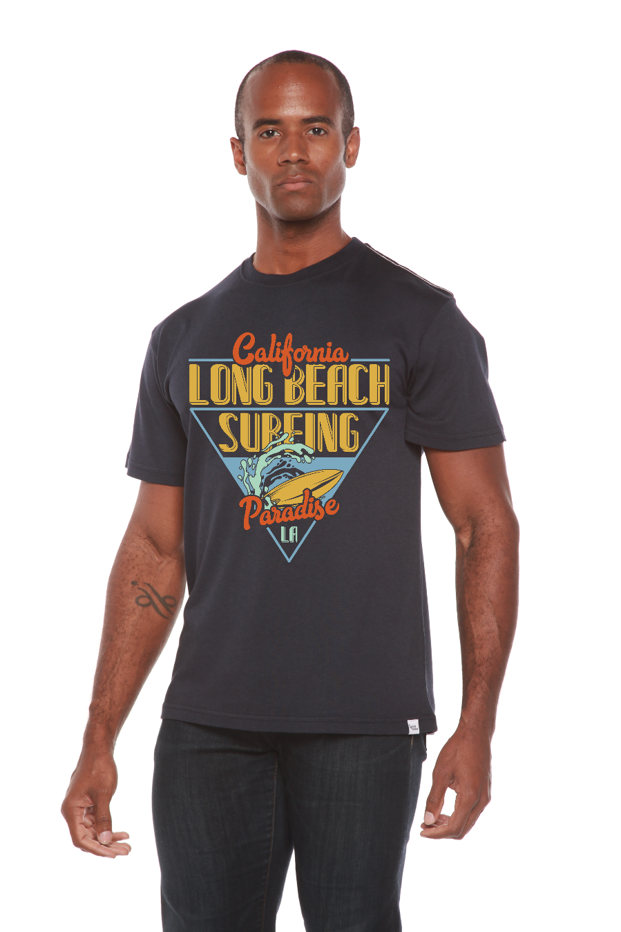 Long Beach Surfing Printed Men's Bamboo Viscose/Organic Cotton Short Sleeve Graphic T-Shirt