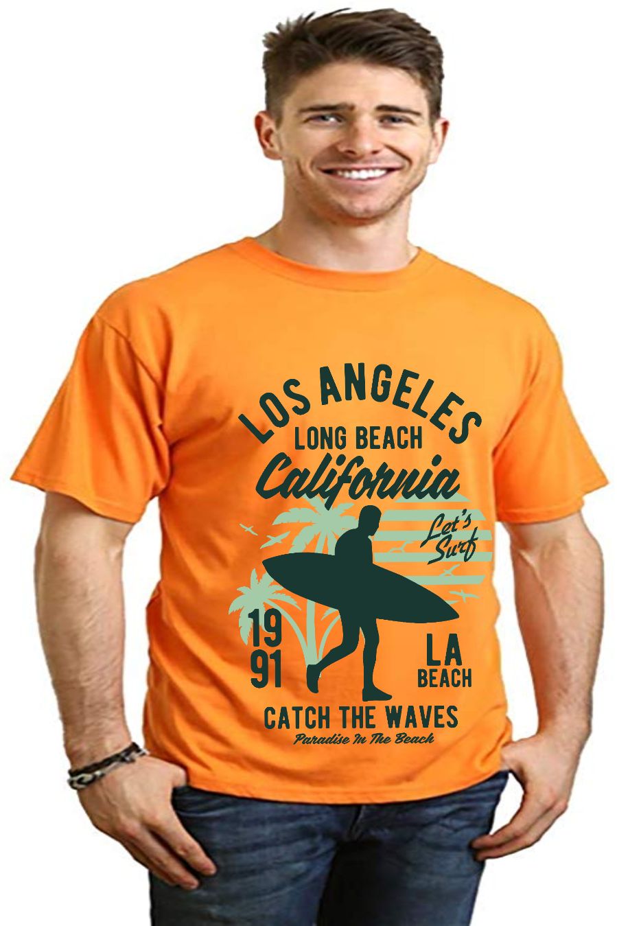 Los Angeles Men's Bamboo Viscose/Organic Cotton Short Sleeve Graphic T-Shirt